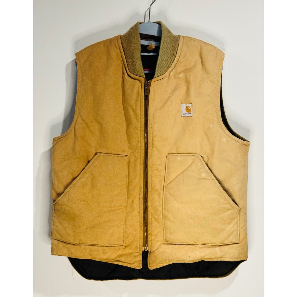 Carhartt VTG 1987 Arctic Quilt Lined Vest Mens Large Brown Duck USA Made VQ186